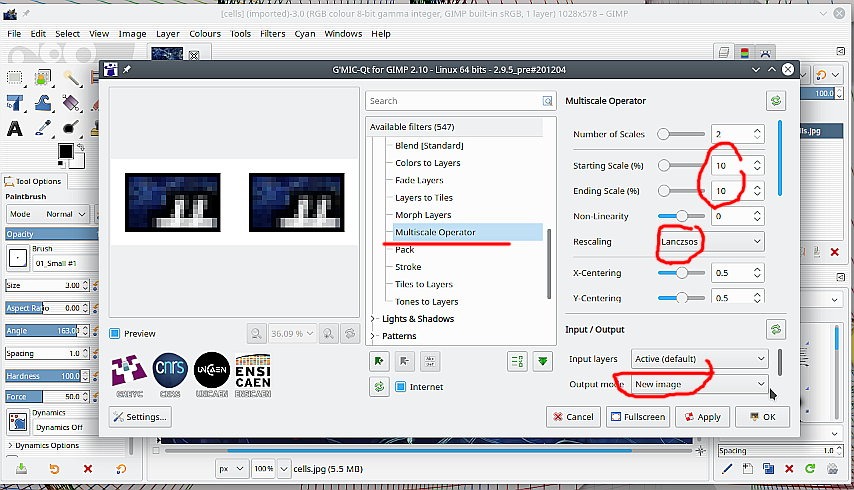 select the dimensions