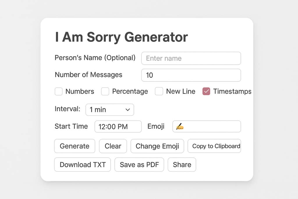 i am sorry generator
