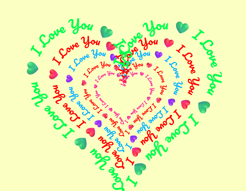 heart shape text sample