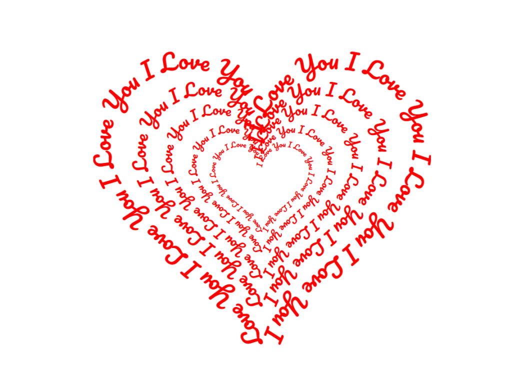heart shape text sample