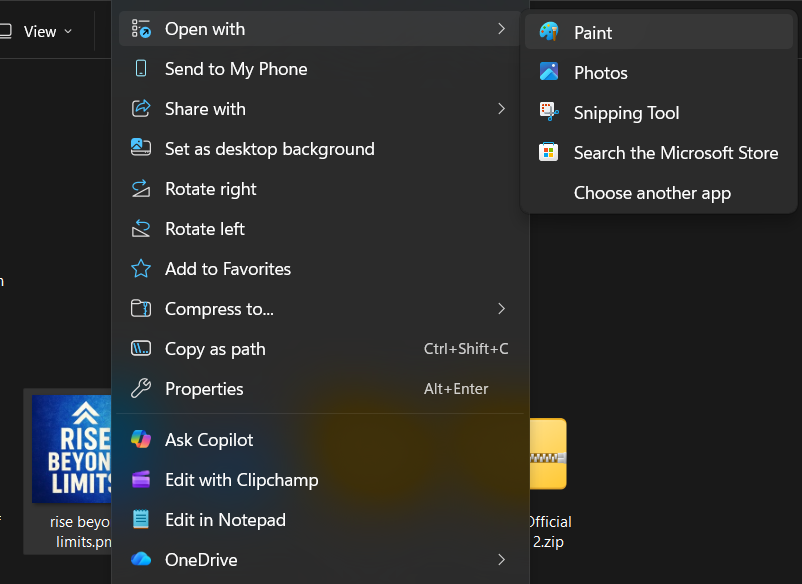 right click and open with paint