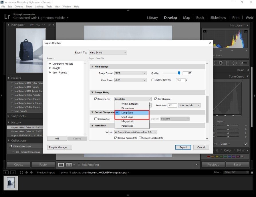 long edge and short edge