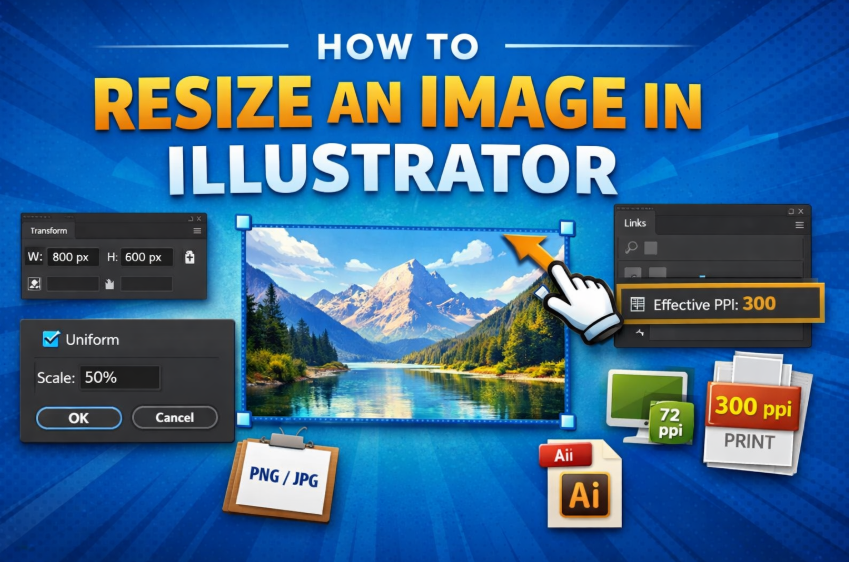 resize an image in illustrator