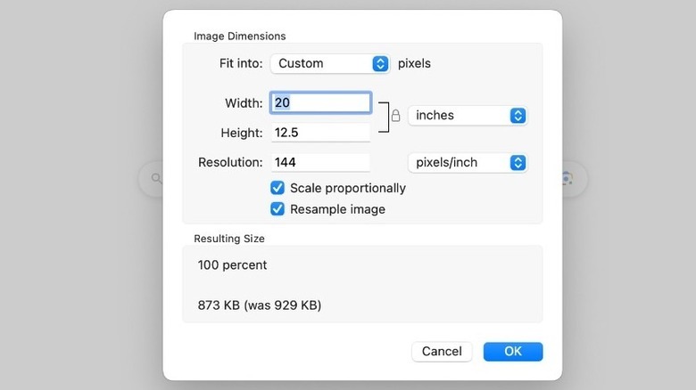 resize an image in mac using preview