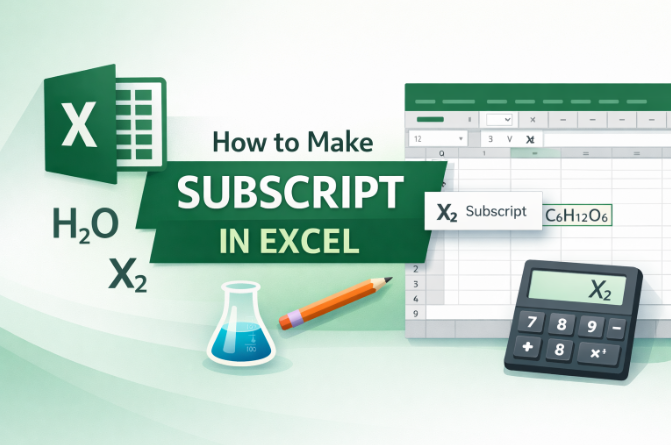 how to make subscript in excel