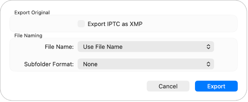 export settings
