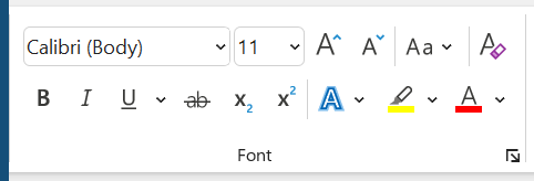 find superscript in home tab